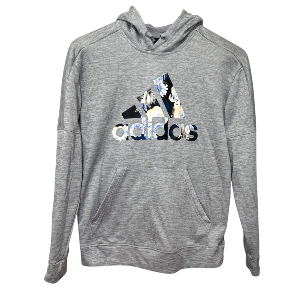 Adidas Grey Hooded Sweatshirt Size M